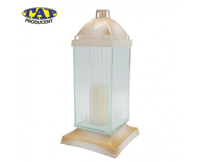 znicz-lampion-ozdobne-paski-biały-złoty