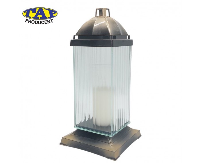 znicz-lampion-ozdobne-paski-biały-złoty