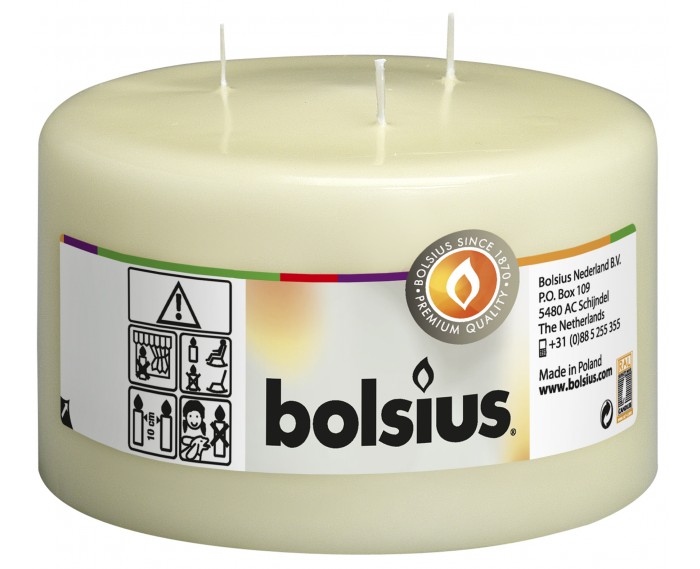 Świeca Pieńkowa 3-knotowa "Mamut" Mała kremowa 50H