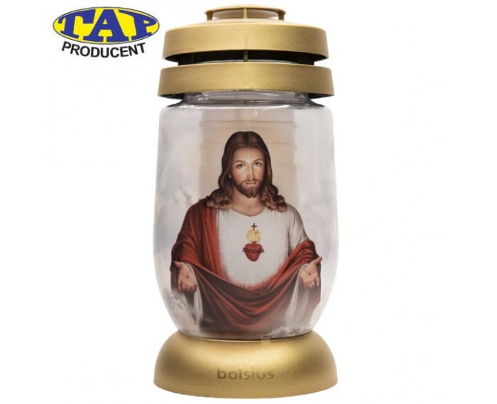 znicz-szklany-wizerunek-jezusa-złoty