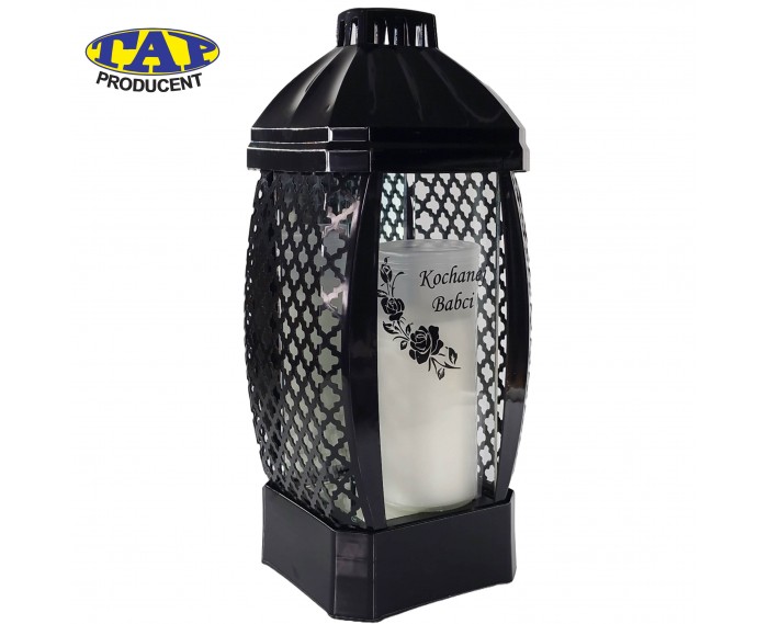 Znicz Kapliczka z dedykacją i ozdobną siateczką - Glamour Kapliczka Mała Dedykacja Mama/Tata/Babcia/Dziadek