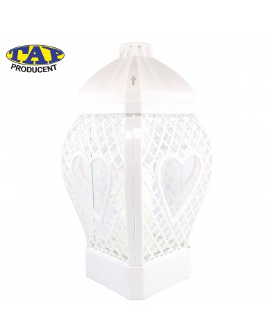 Znicz z motywem serca w kolorze białym lub czarnym - Glamour Serce Rattan Duże