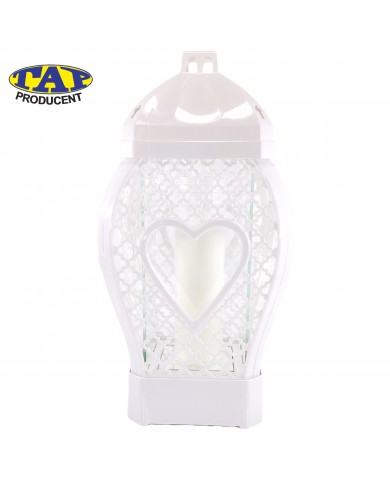 Znicz z motywem serca w kolorze białym lub czarnym - Glamour Serce Rattan Duże