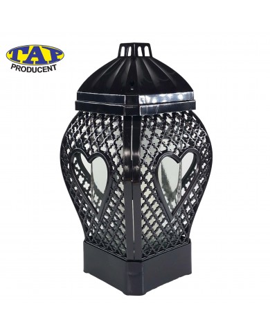 Znicz z motywem serca w kolorze białym lub czarnym - Glamour Serce Rattan Małe