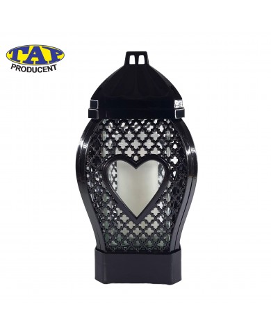 Znicz z motywem serca w kolorze białym lub czarnym - Glamour Serce Rattan Małe