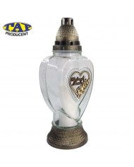 Znicz szklany w kształcie serca z dedykacją dla Mamy/Taty - 1510 Dedykacja