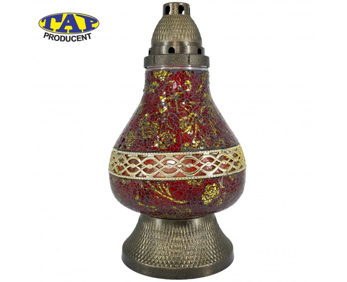 piękny-znicz-witrażowy-karafa-dekor-czerwono-złota-nowoczesny-oryginalny-wzór-znicza-na-grób-cmentarz