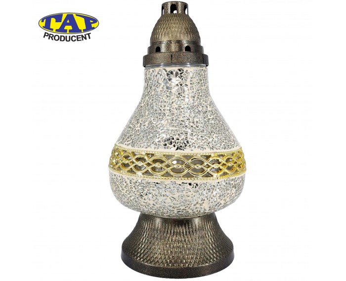 duży-znicz-witrażowy-karafa-dekor-mirror-złoto-biała-nowoczesny-oryginalny-niespotykany-wzór-znicza