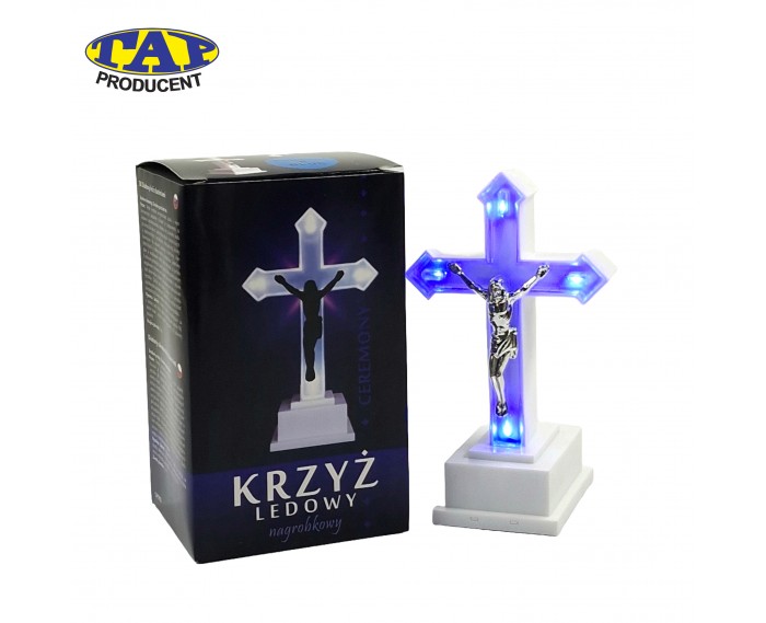 Podświetlana figurka LED w kształcie Krzyża - LED 4 Diody Krzyż