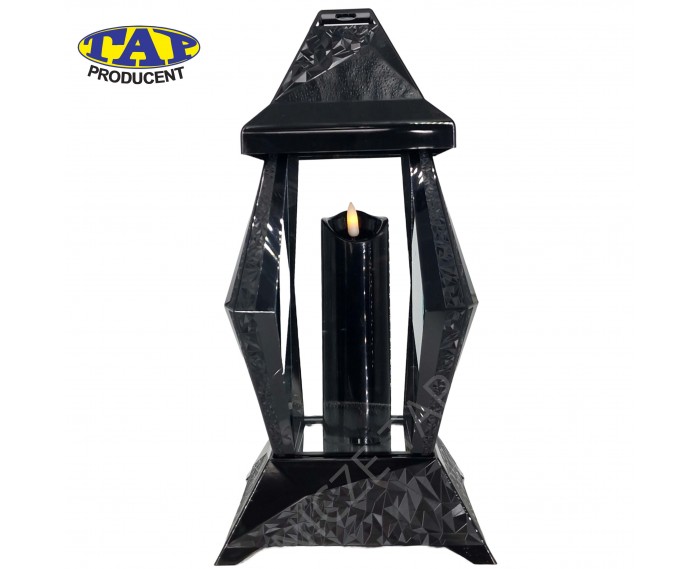 Duża-kapliczka-lampion-szklany-czarny-biały-szybki-nowoczesny-wzór-holograf