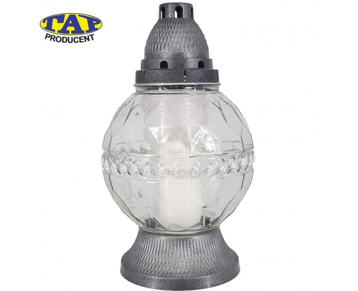 znicz-szklany-kula-3050-złota-srebrna-cekin-ozdobny