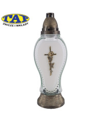 piękny-znicz-szklany-matowy-przód-aplikacja-krzyż-z-różą-1750-mat-znicz-na-grób