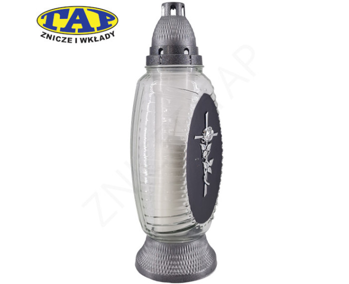 znicz-1930-matowy-przod-złoty-krzyz-z-ozdobnym-kwiatem