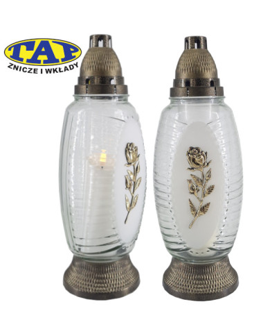 znicz-1930-matowy-biały-ozdoban-róża-różne-kolory-kapturków