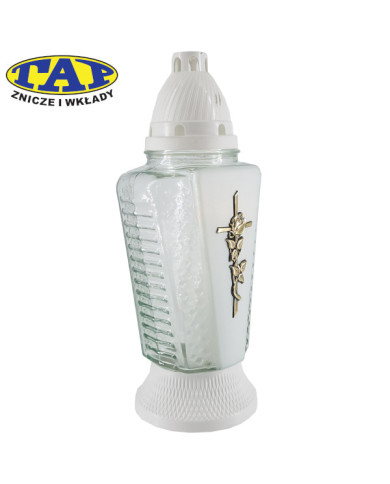 znicz-z-matowym-wykończeniem-i-ozdobnym-krzyżem-1295-mat-złoto-srebro-biały znicz-z-matowym-wykończeniem-i-ozdobnym-krzyżem-1295-mat-złoto-srebro-biały