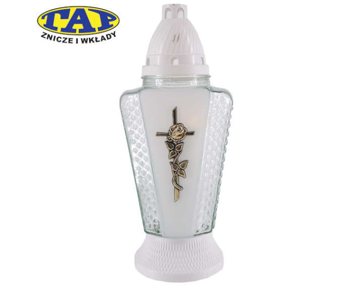 znicz-z-matowym-wykończeniem-i-ozdobnym-krzyżem-1295-mat-złoto-srebro-biały