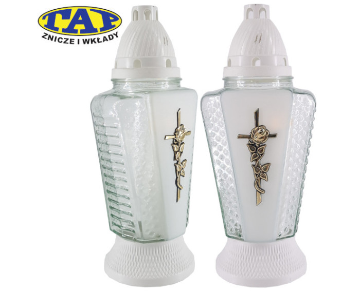 znicz-z-matowym-wykończeniem-i-ozdobnym-krzyżem-1295-mat-złoto-srebro-biały