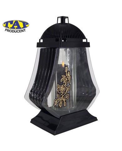 lampion-hs-róża-ozdobny-znicz-ze-złotą-różą