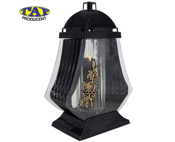 lampion-hs-róża-ozdobny-znicz-ze-złotą-różą