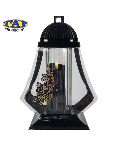 lampion-hs-róża-ozdobny-znicz-ze-złotą-różą