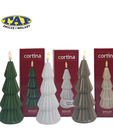 Świeca LED Cortina Choinka 17,5 cm Biała RGB / Zielona / Złota - LED Harmony