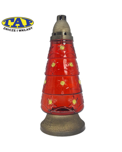 Duży znicz w kształcie prostej choinki z gwiazdkami 36cm - Z-2060n/cz