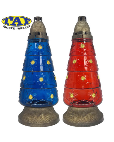 Duży znicz w kształcie prostej choinki z gwiazdkami 36cm - Z-2060n/cz