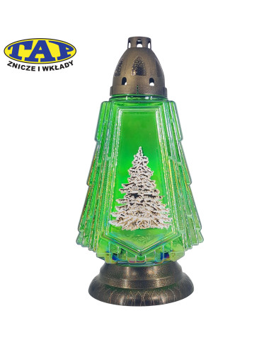 Zielona płaska choinka z ozdobną aplikacją - Choinka Dekor Zielona