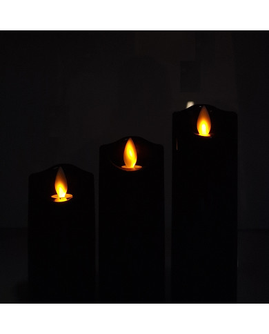 Świeca LED wąska z ruchomym płomieniem, czarne (różne wysokości)