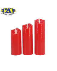 Świeca LED wąska z ruchomym płomieniem, biała (różne wysokości)