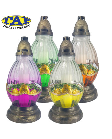 Duży znicz wielkanocny z ręcznie zdobioną opaską - Jajo z Opaską