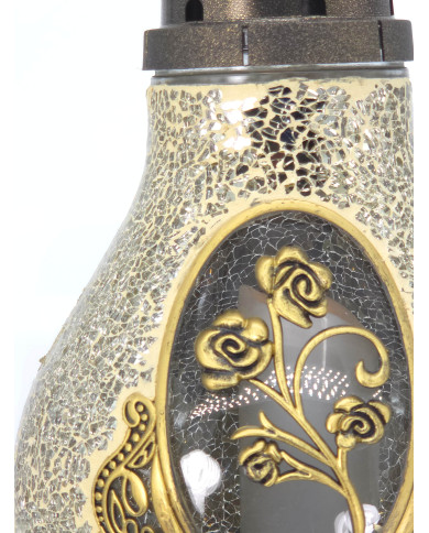 Znicz witrażowy z ozdobną różą - Witraż Karafa Róża Mirorr