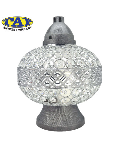 Duzy znicz w kształcie wazy z kryształkami  -  Witraż Big Waza Premium Srebrna