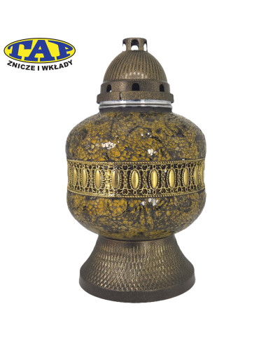 Duży znicz witrażowy z ozdobnym dekorem - Witraż Urna Złota