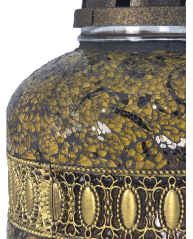 Duży znicz witrażowy z ozdobnym dekorem - Witraż Urna Złota