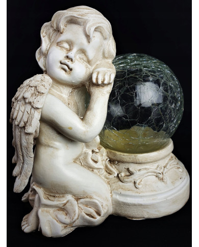 ​Świecący Aniołek Solarny LED – Dekoracyjny Aniołek ze świecącą kulą