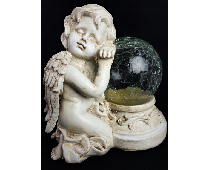 ​Świecący Aniołek Solarny LED – Dekoracyjny Aniołek ze świecącą kulą