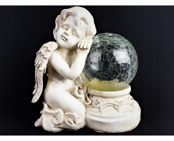 ​Świecący Aniołek Solarny LED – Dekoracyjny Aniołek ze świecącą kulą