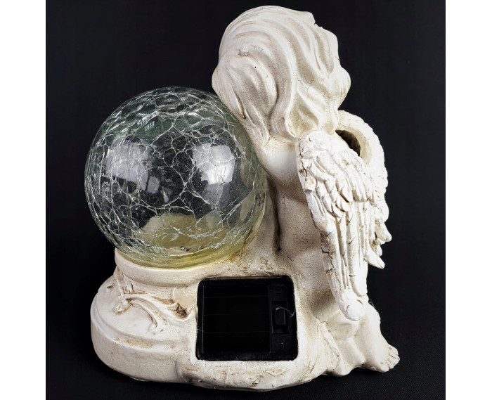 ​Świecący Aniołek Solarny LED – Dekoracyjny Aniołek ze świecącą kulą