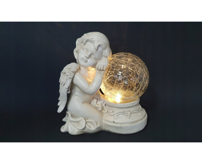 ​Świecący Aniołek Solarny LED – Dekoracyjny Aniołek ze świecącą kulą