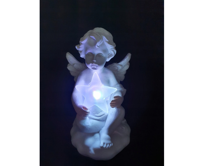 Świecący Aniołek LED z Gwiazdką – Dekoracyjna Figurka 12 cm