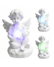 ​Świecący Aniołek LED z Sercem RGB – Dekoracyjna Figurka 20 cm