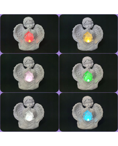 Świecący Aniołek LED z Sercem RGB – Dekoracyjna Figurka 20 cm Świecący Aniołek LED z Sercem RGB – Dekoracyjna Figurka 20 cm