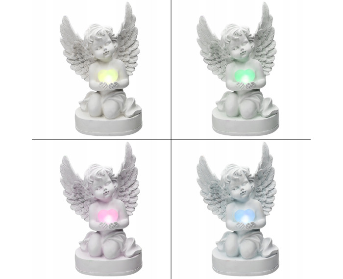 ​Duży Aniołek Świecący z Sercem LED RGB – Figurka Dekoracyjna