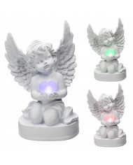 ​Duży Aniołek Świecący z Sercem LED RGB – Figurka Dekoracyjna