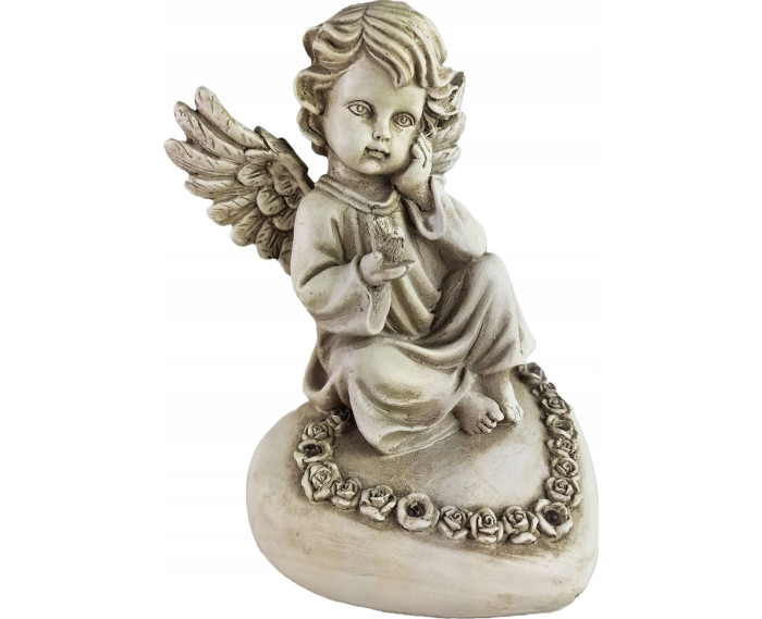 Figurka aniołka siedzącego na sercu z podświetleniem - Anioł Figurka 1