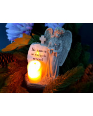 Aniołek Świecący LED ze Świecą i Sentencją – Figurka Dekoracyjna