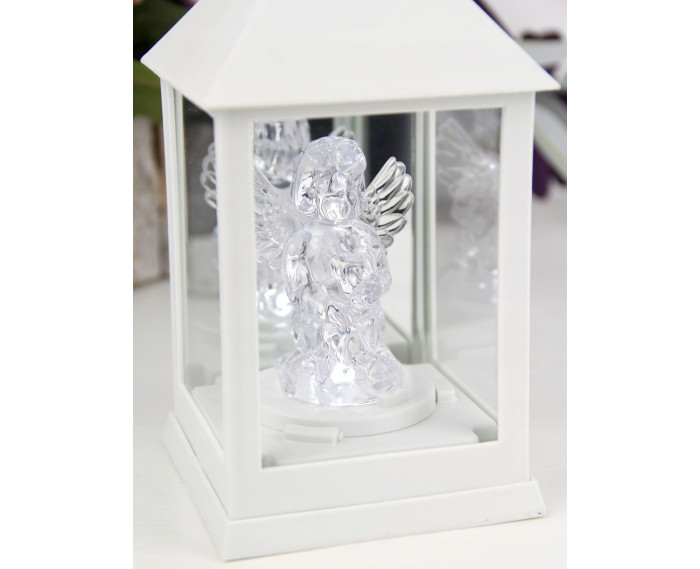 Latarenka z figurką w kształcie Aniołka w kolorze Białym/Srebrnym/Czarnym