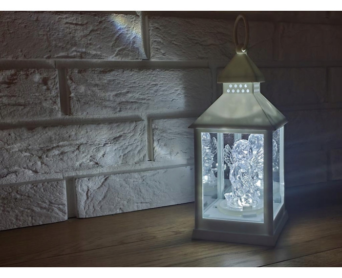 Latarenka z figurką w kształcie Aniołka w kolorze Białym/Srebrnym/Czarnym