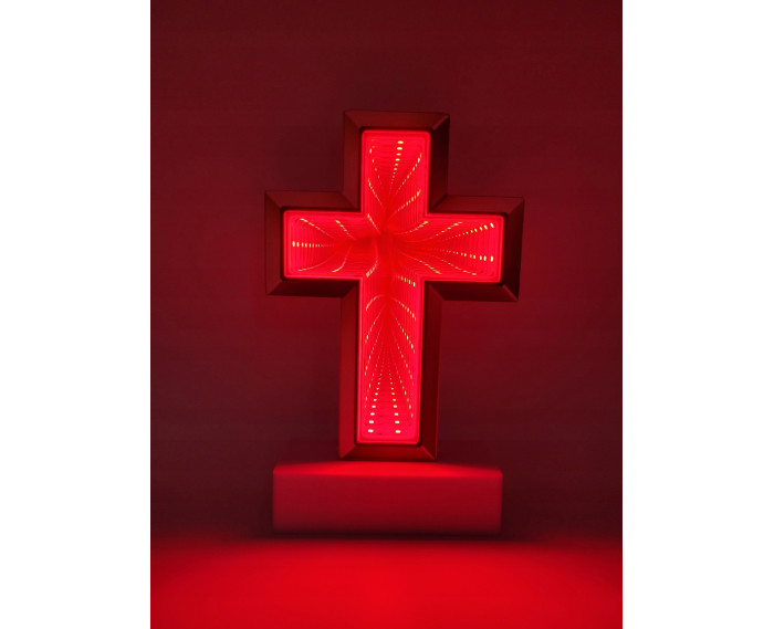 Wkład LED Krzyż efekt 3D czerwony 20cm